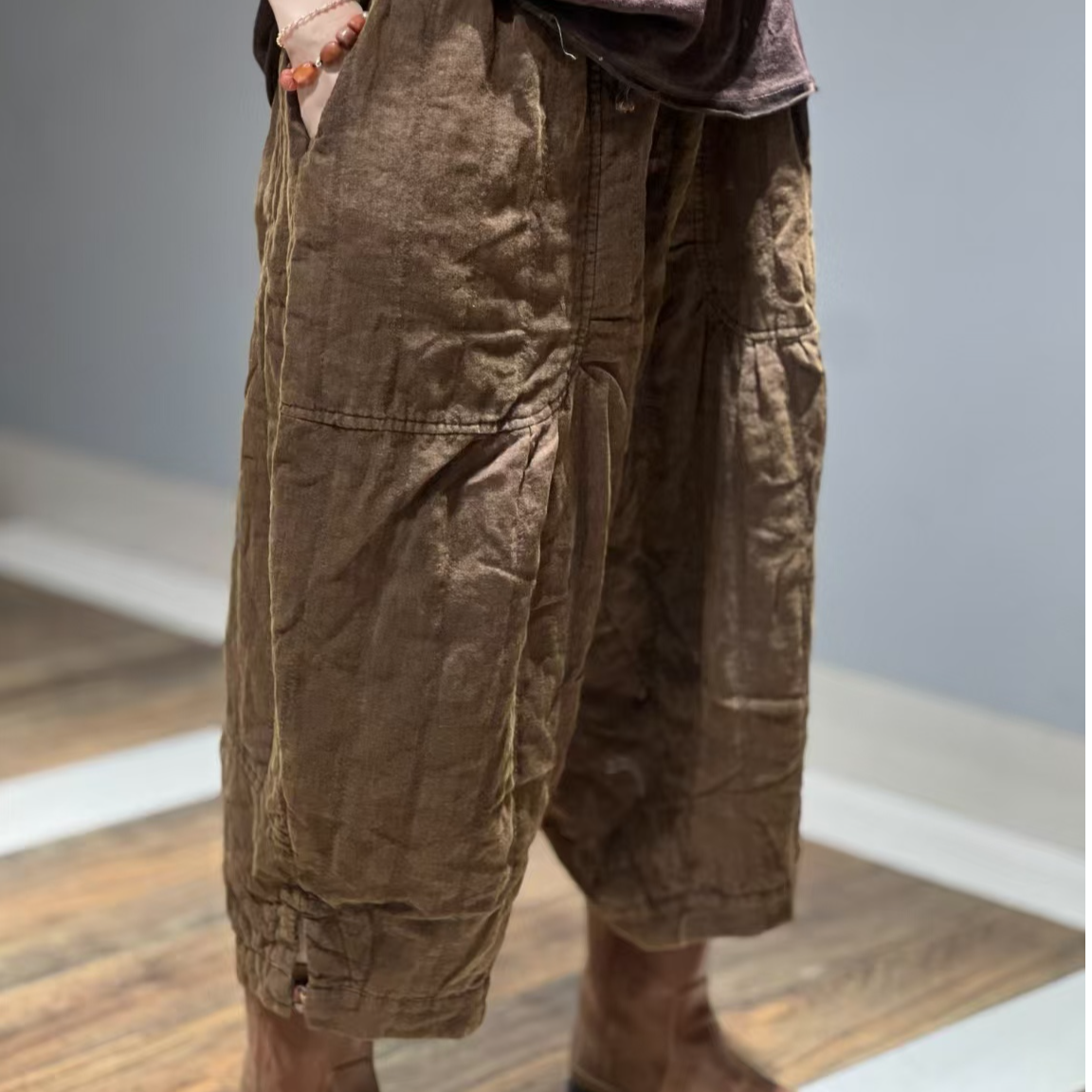 玉莉分享文艺宽松慵懒小个子气质款休闲棉裤