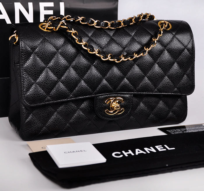 全新未使用 Chanel/香奈儿 山山/黑金荔枝牛cf/单肩斜挎包/