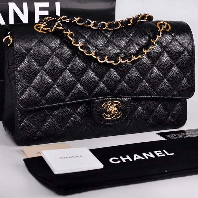 99新 Chanel/香奈儿 黑金荔枝牛cf/单肩包/