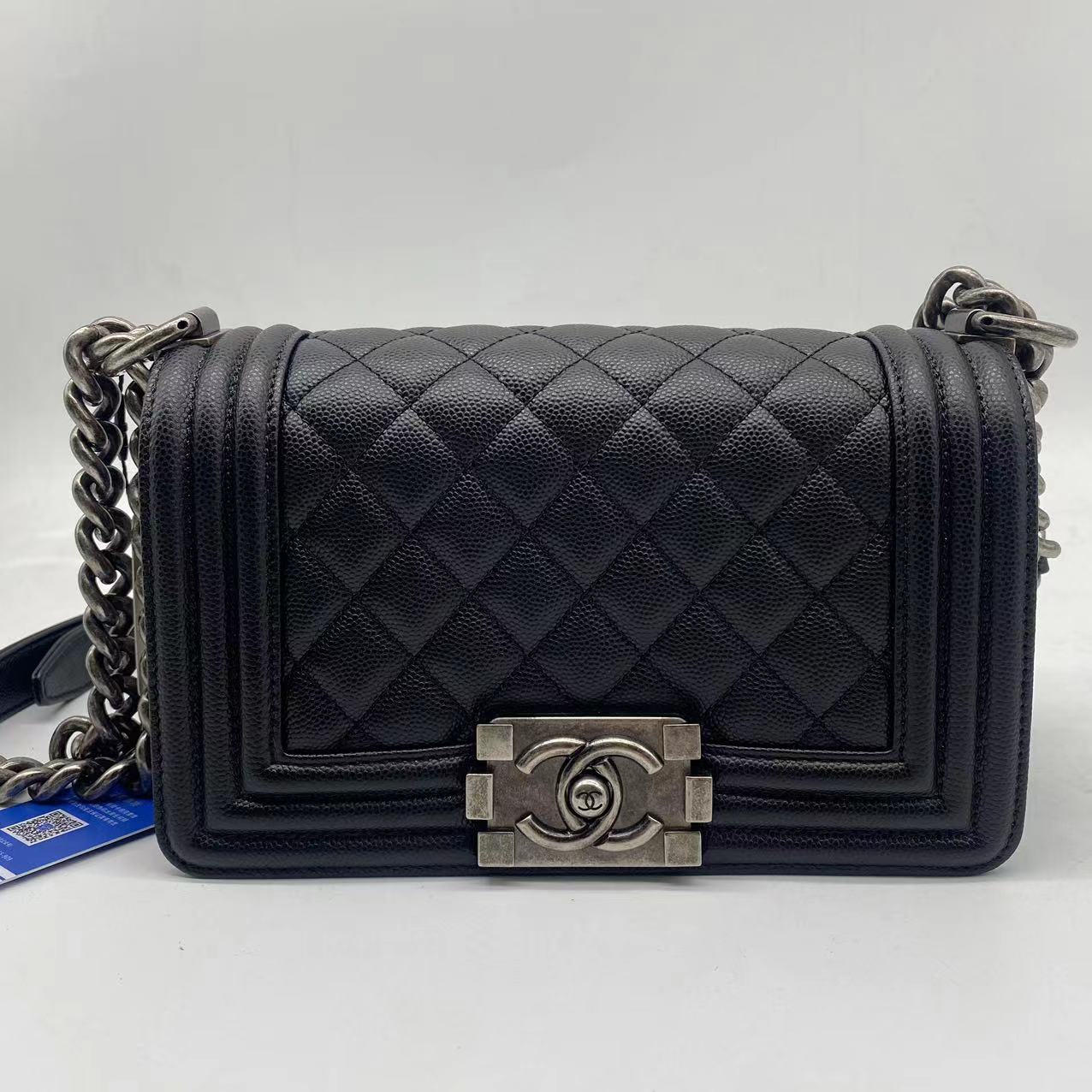 99新 Chanel/香奈儿 4112302黑银荔枝小号leboy包/成色以直播间为