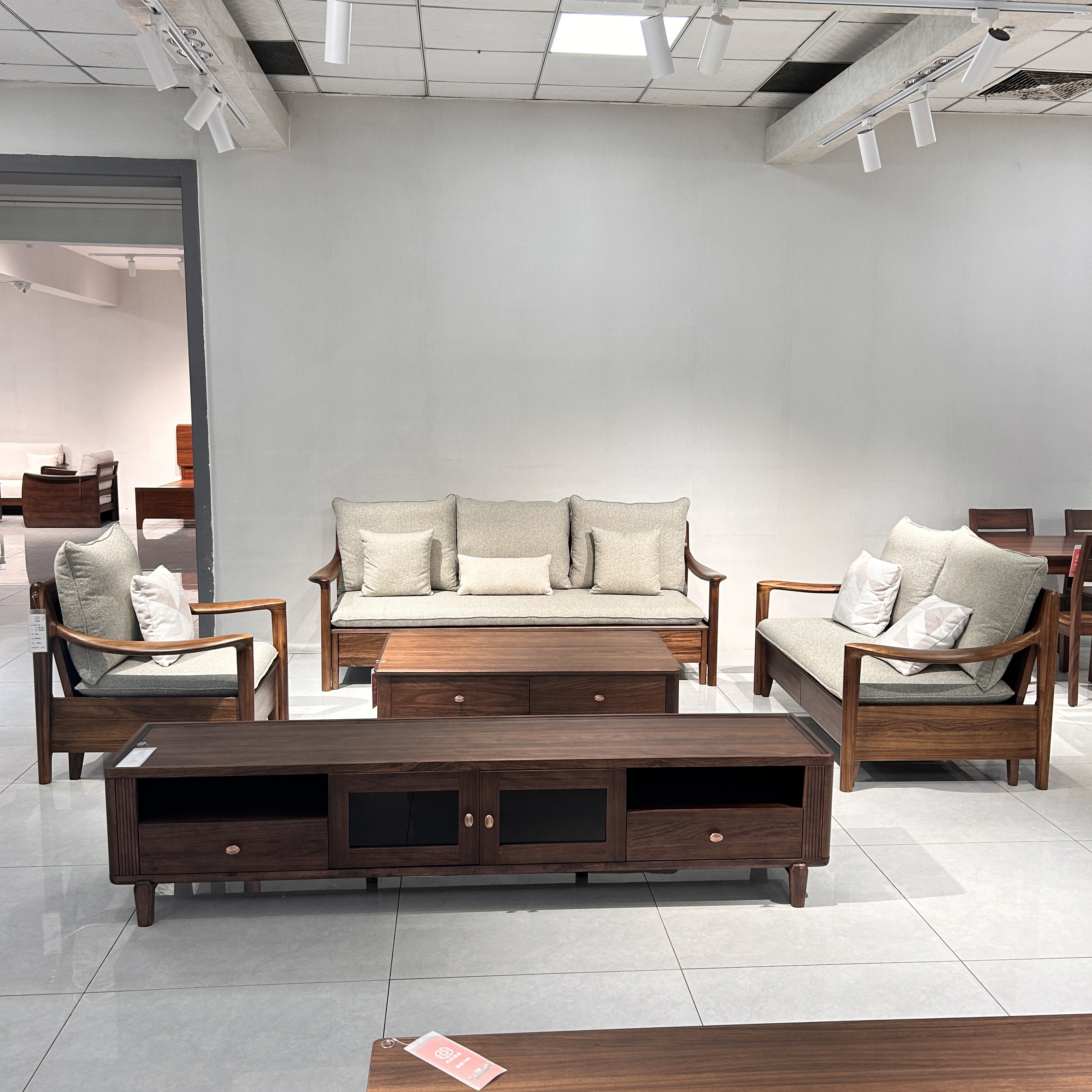 方元家具高品质乌金木123储物沙发组合