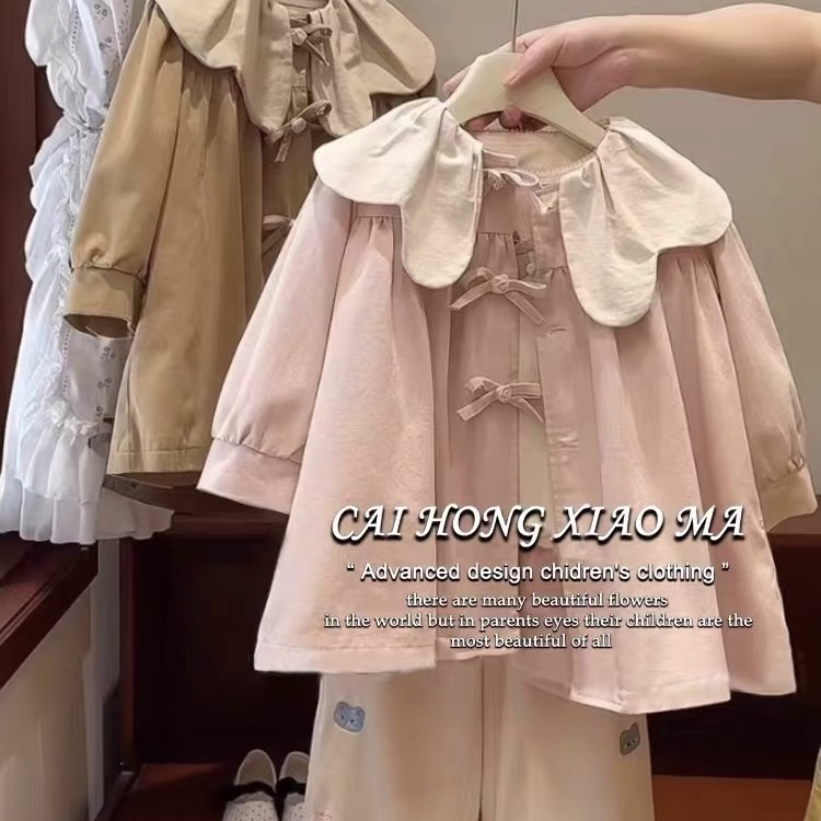 女童风衣外套春秋2025新款韩版儿童长袖上衣洋气甜美宝宝春秋季