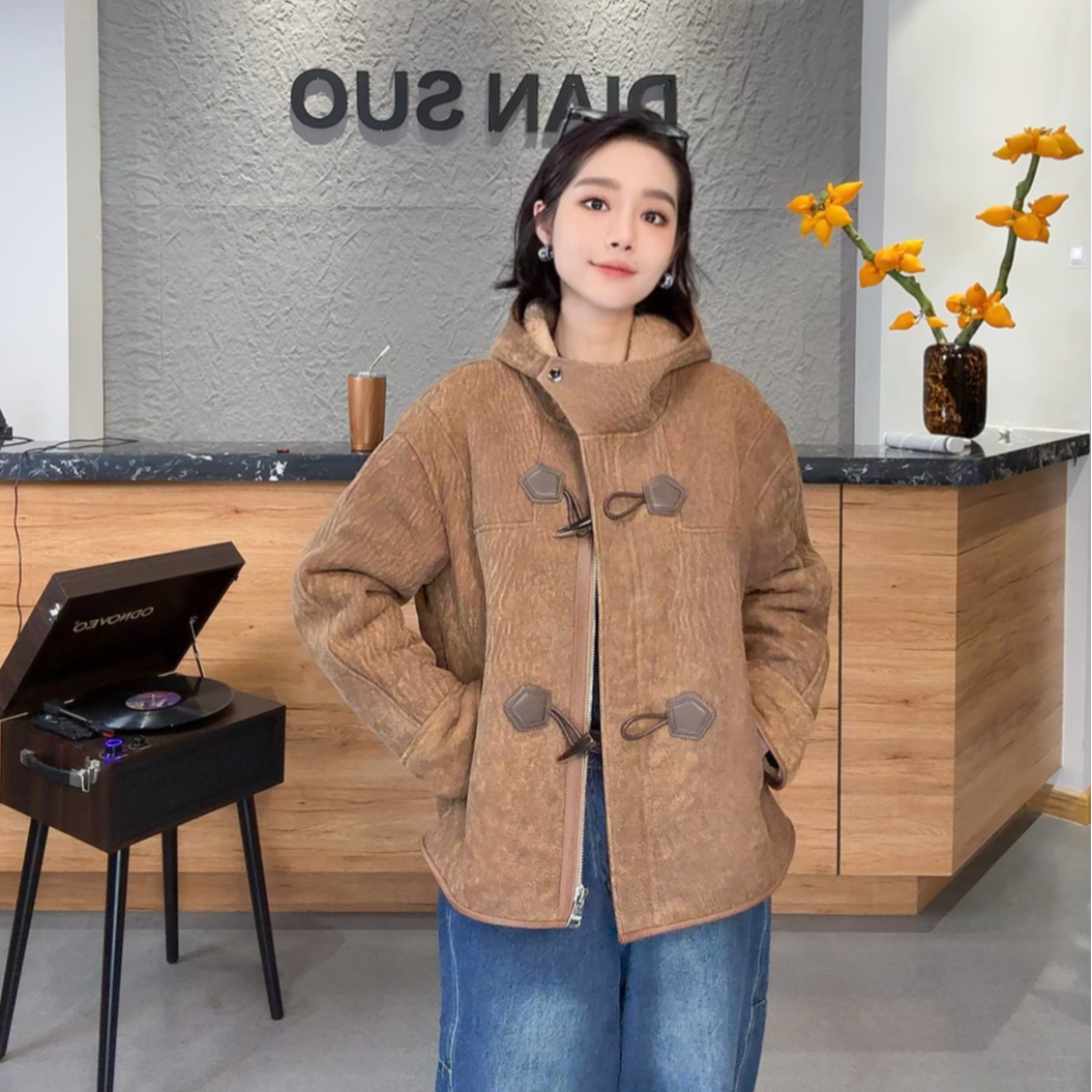 「点索DIANSUO」2024冬季新款天然皮毛一体保暖修身女士外套-2315
