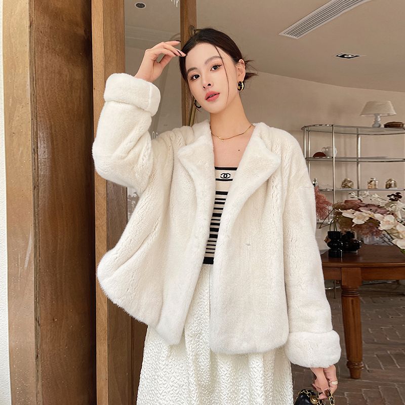 2025进口天鹅绒整貂挽袖圆领皮草紫标级貂皮大衣女年轻款冬