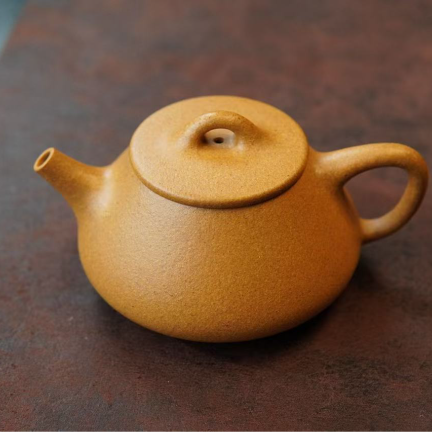 允字款《平盖石瓢》老档口黄金段 手工手制紫砂壶