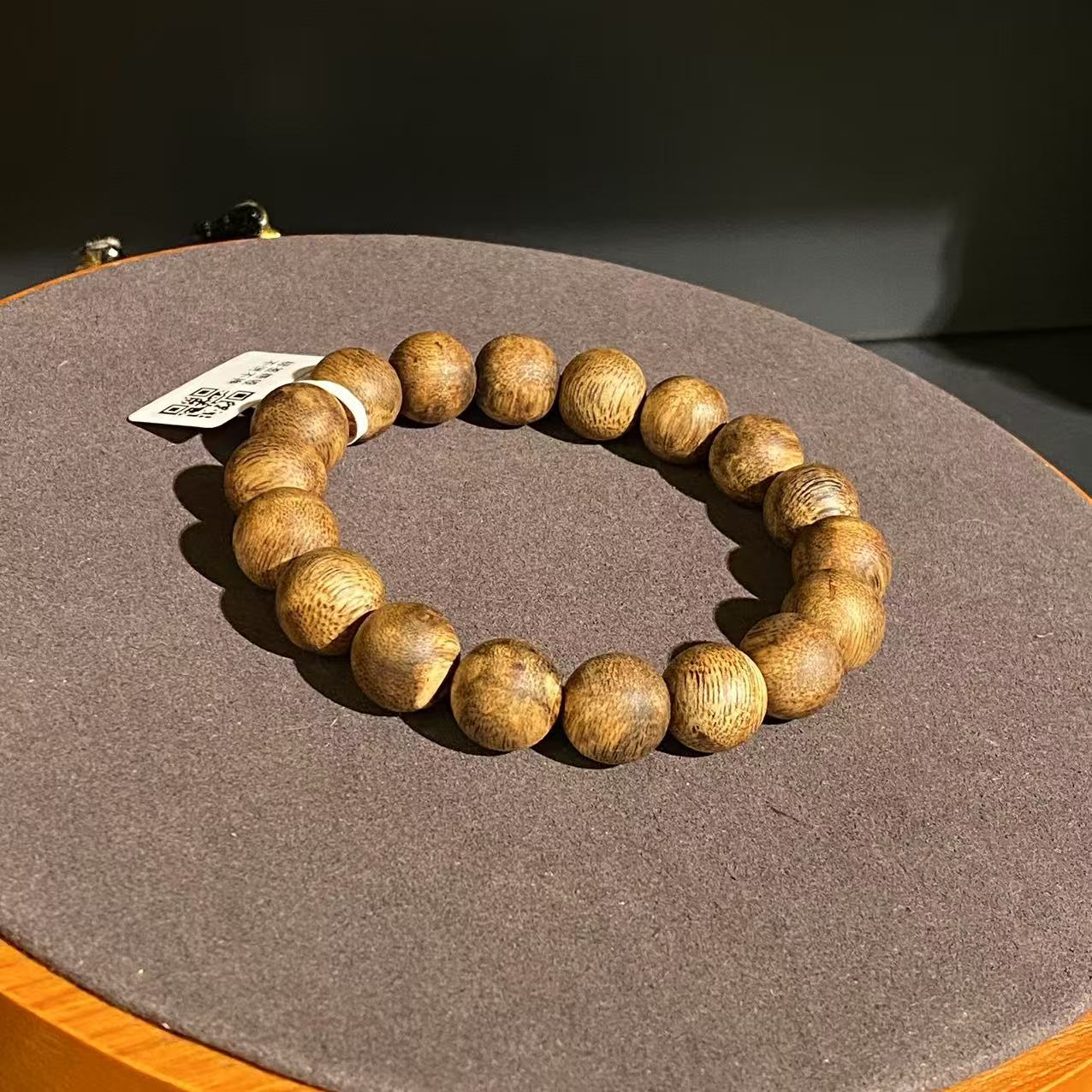 【明智师兄】12mm莺歌绿棋楠圆珠单圈手串 老料 蜜甜香