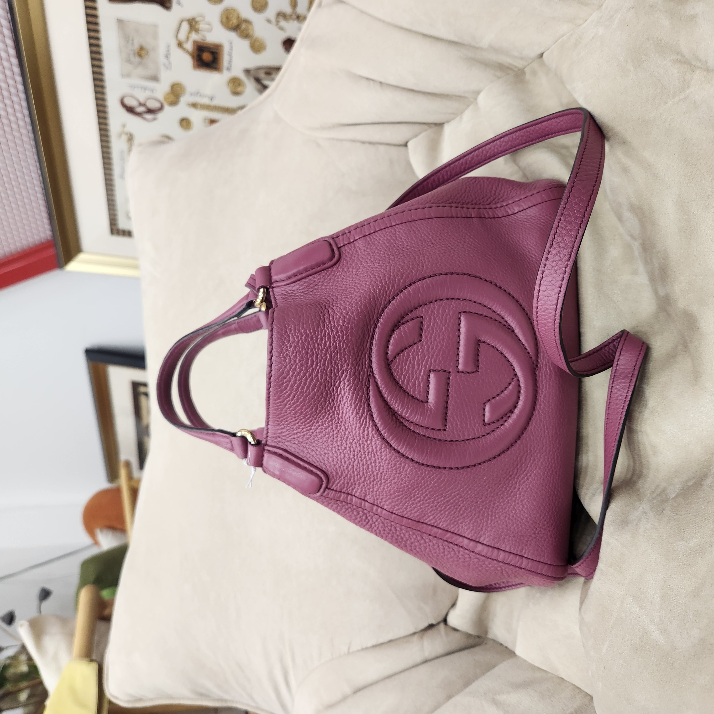 95新 GUCCI/古驰 95新古驰单肩包紫色/00117