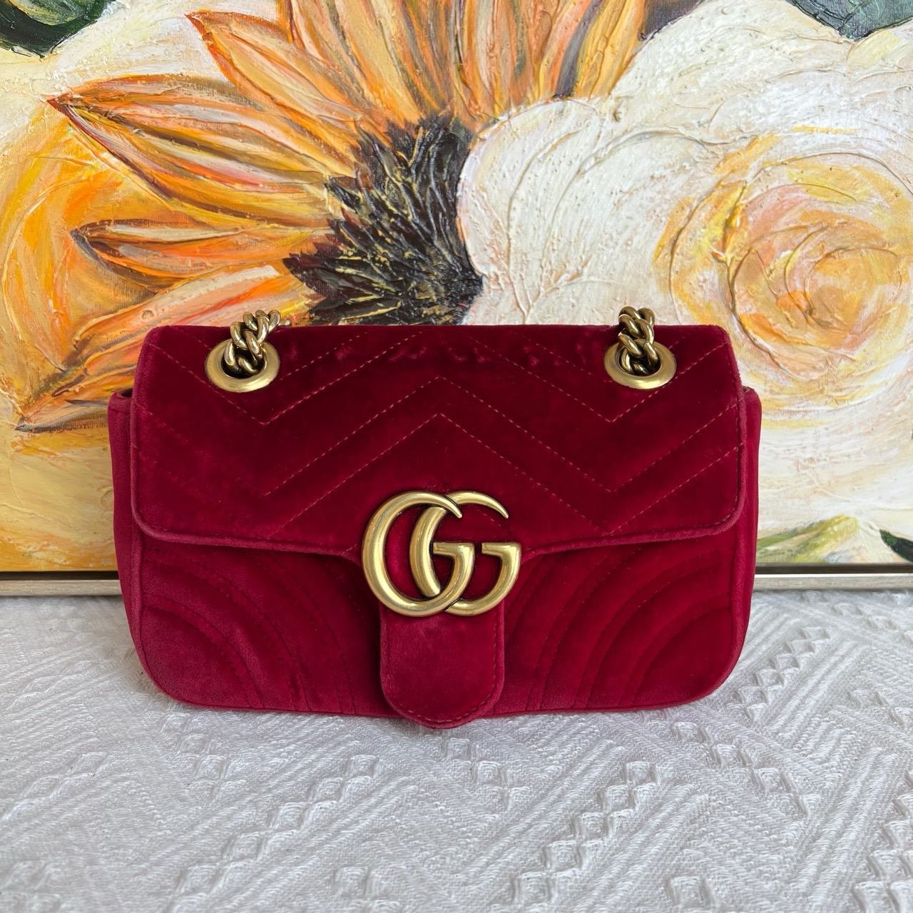 95新 GUCCI/古驰 古驰 丝绒马蒙22/1228