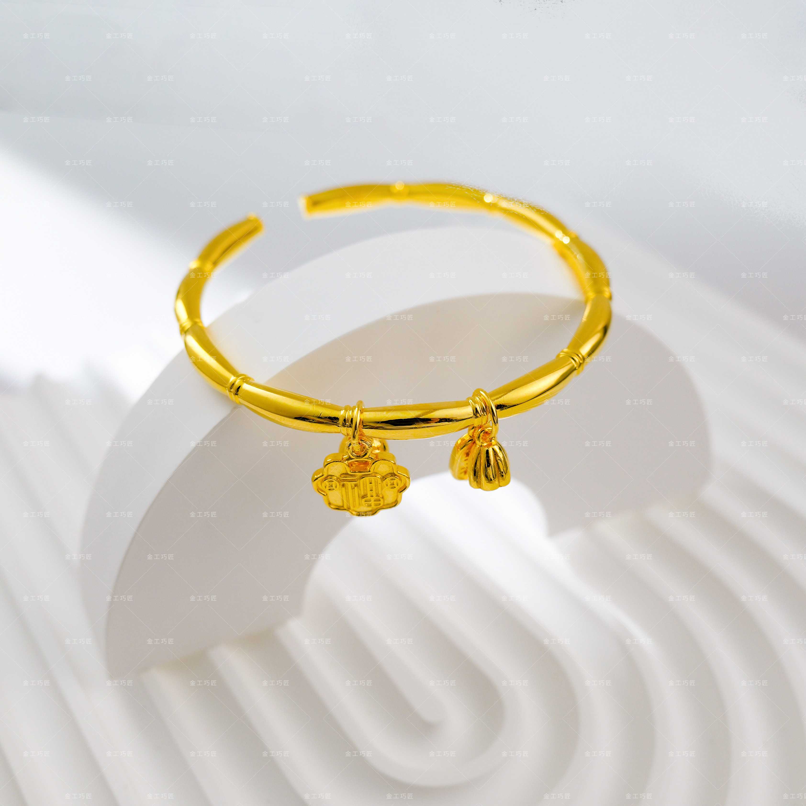 足银手镯 银手镯 时尚百搭 经典款式 福包莲藕手镯