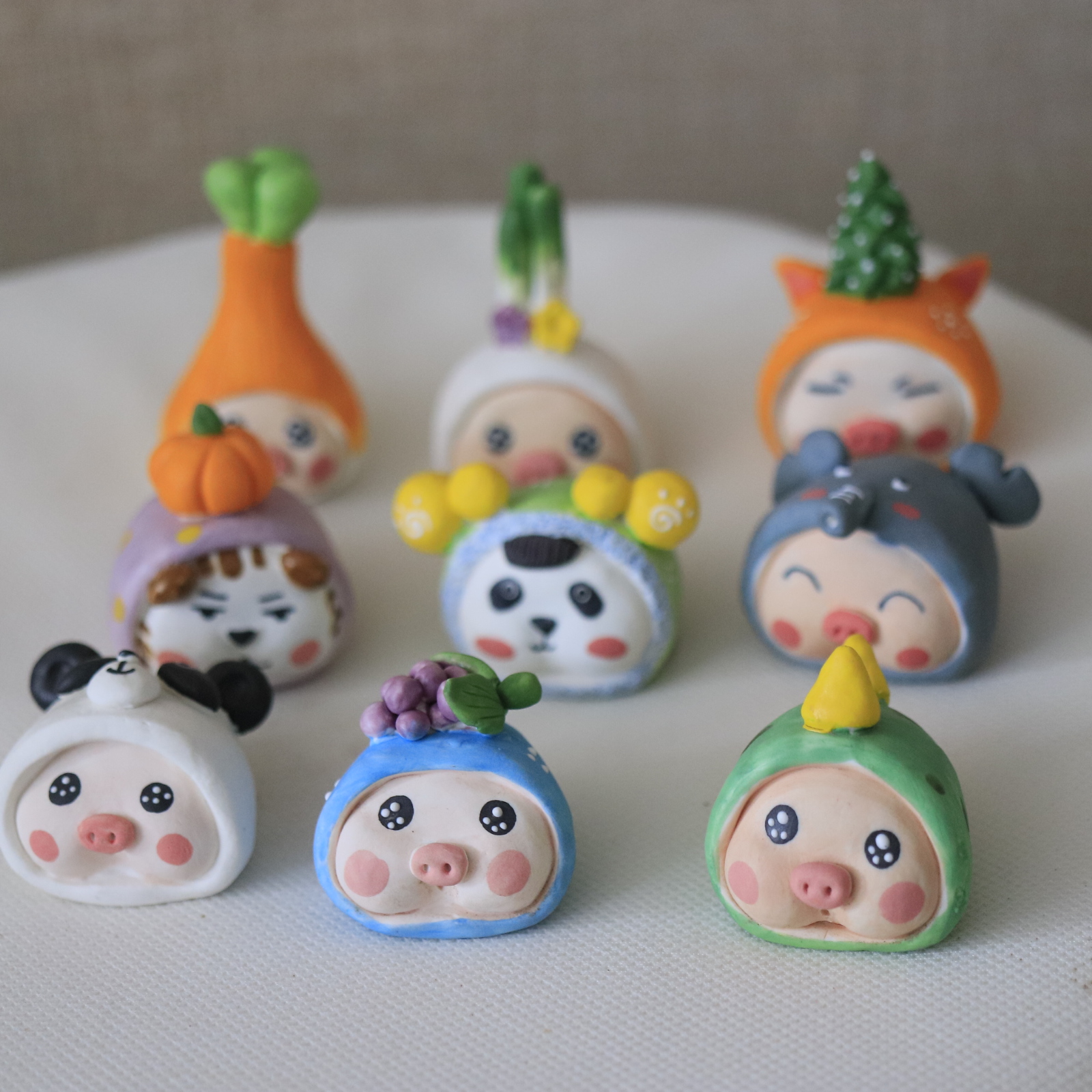 立体手工创意小摆件多肉花盆压盆石可爱卡通猪造景装饰