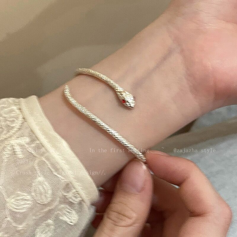 铜合金手镯 银蛇缠绕手镯女夏季轻奢小众高级感精致手链设计手饰