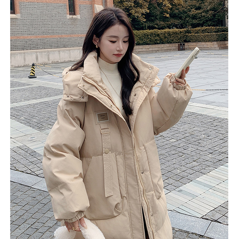 森馬高级感长款羽绒服女冬2023年中长款棉服棉衣过膝外套加厚韩系