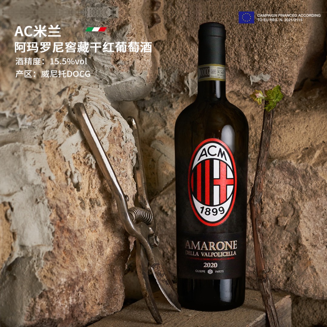 意大利原瓶进口AC米兰阿玛罗尼窖藏干红葡萄酒联名15.5度大瓶酒王