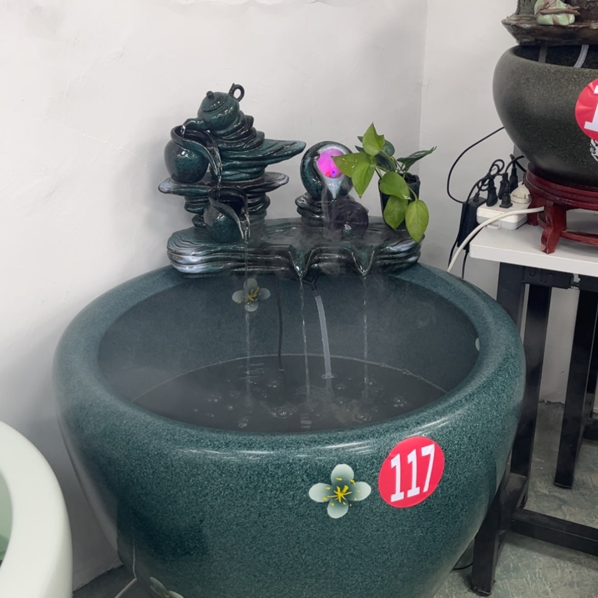 【闪购商品】陶瓷缸摆件五福临门蓝