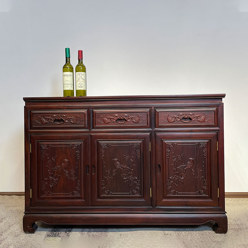 新中式大叶酸枝木家用餐边柜客厅柜子玄关储物柜家用茶水柜收纳柜