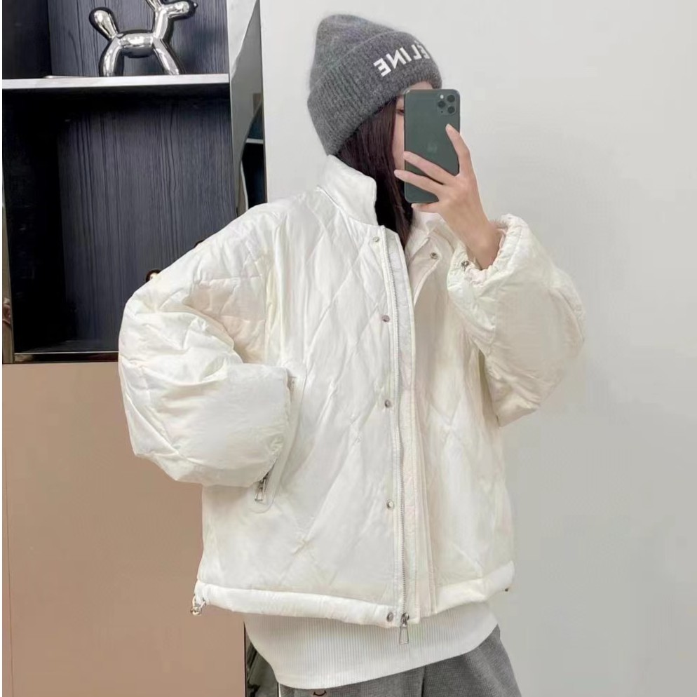 A7347 纯色单排扣菱形格子轻便夹克款面包服 PHQQ-T494