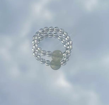 天然 白水晶 葡萄石戒指