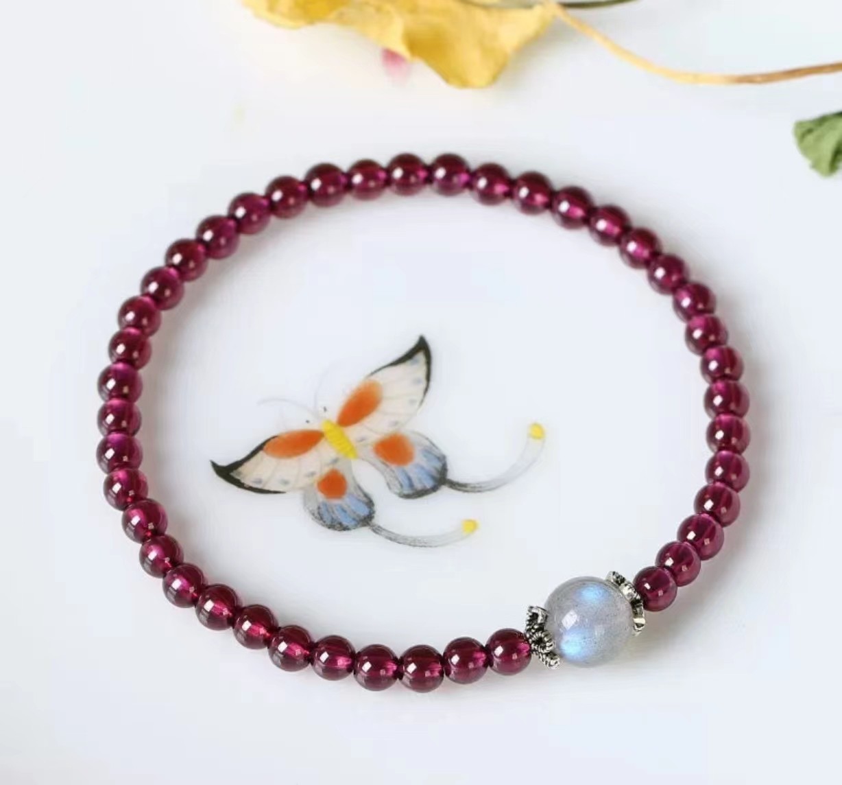 《越来越美》天然石榴石 月光 卡4 原创手串—308