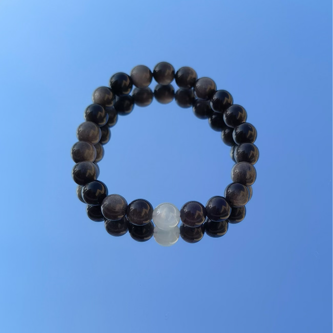 天然 银曜石 白月 卡8 原创手串