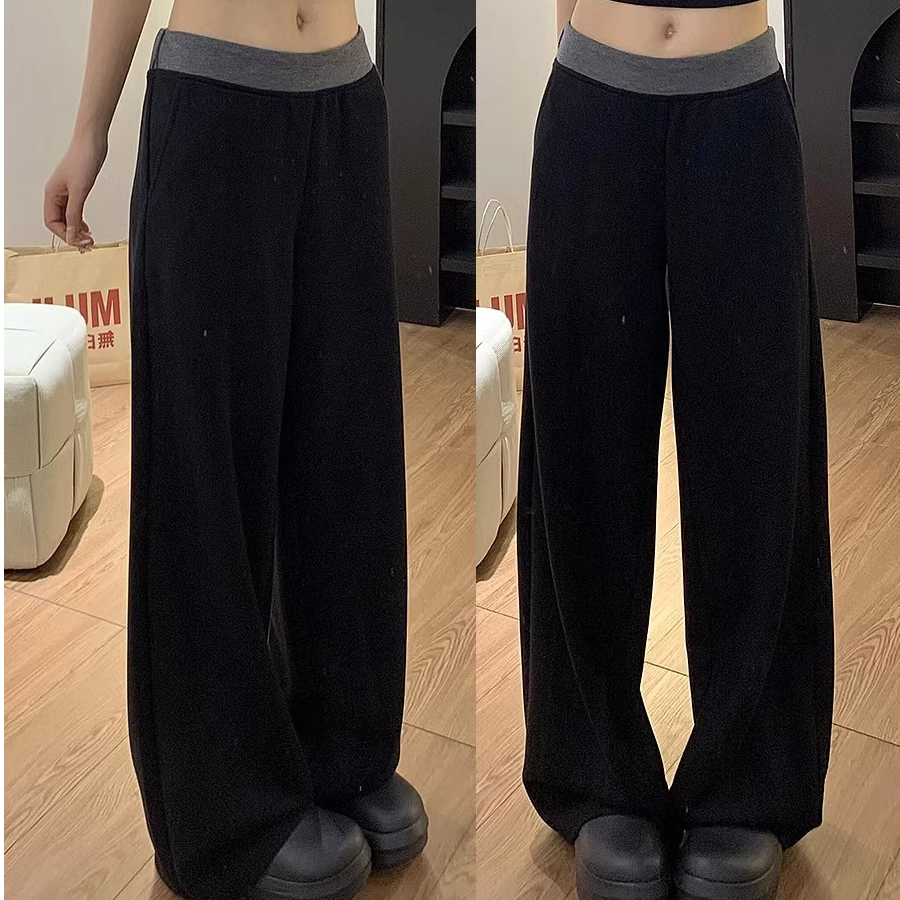 宽松拖地裤大码女裤秋季显瘦休闲裤胖mm梨型身材