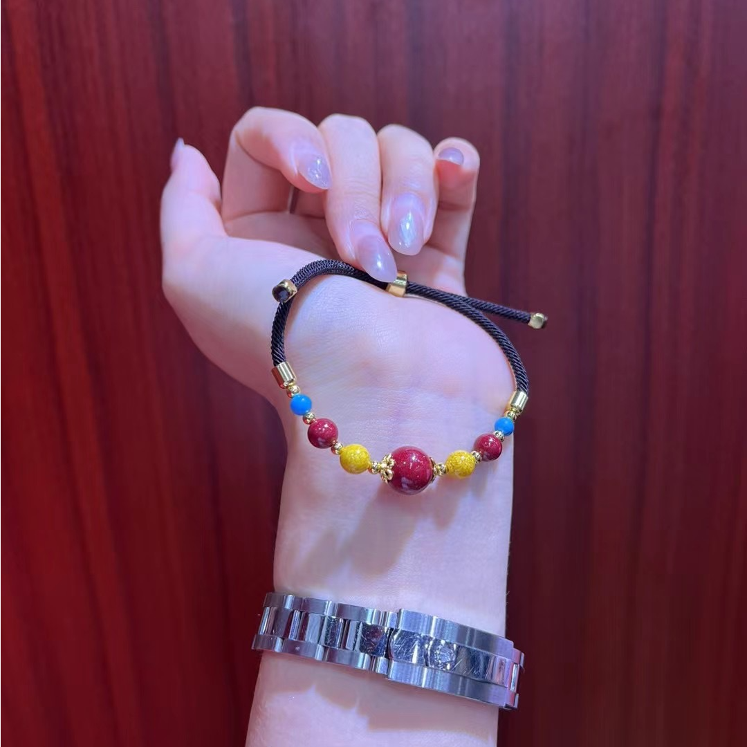 含辰砂工艺品正品保真朱砂高含量紫金沙晶体砂雄黄砂手编绳手链