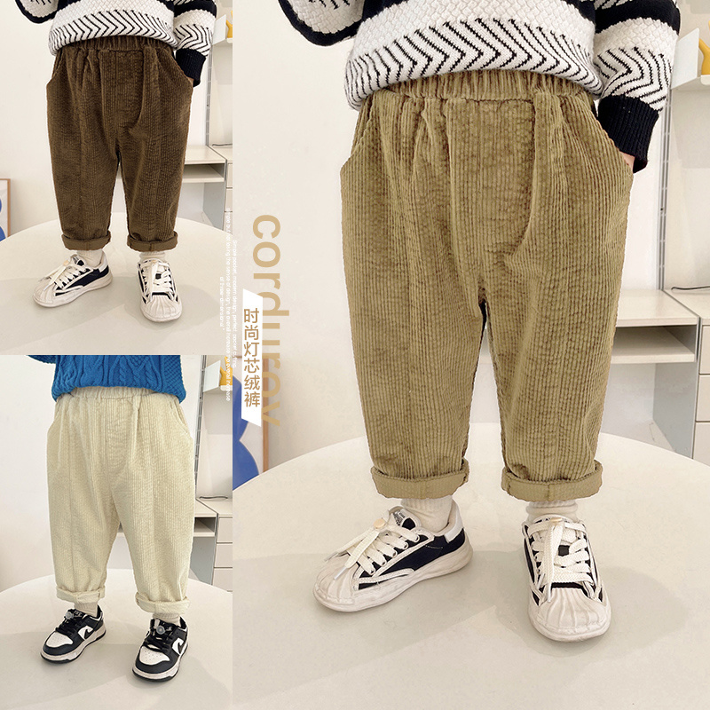 【现货】X3557男童灯芯绒裤子冬装秋冬款洋气小童韩系长裤潮外穿