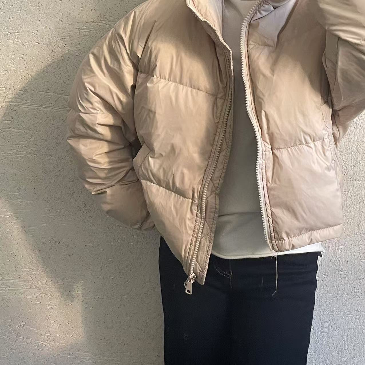 【 雨•美 推荐 】00015卡其色韩版气质小款净面棉服