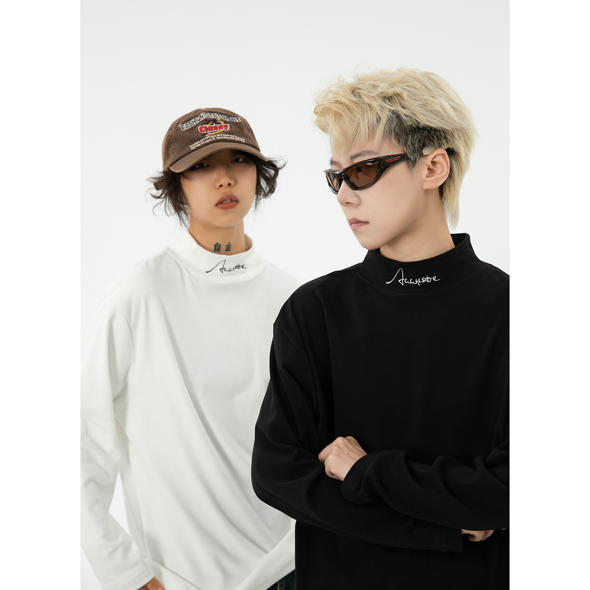 jaaniste300克重磅自发热领口刺绣德绒打底衫男百搭宽松男女同款