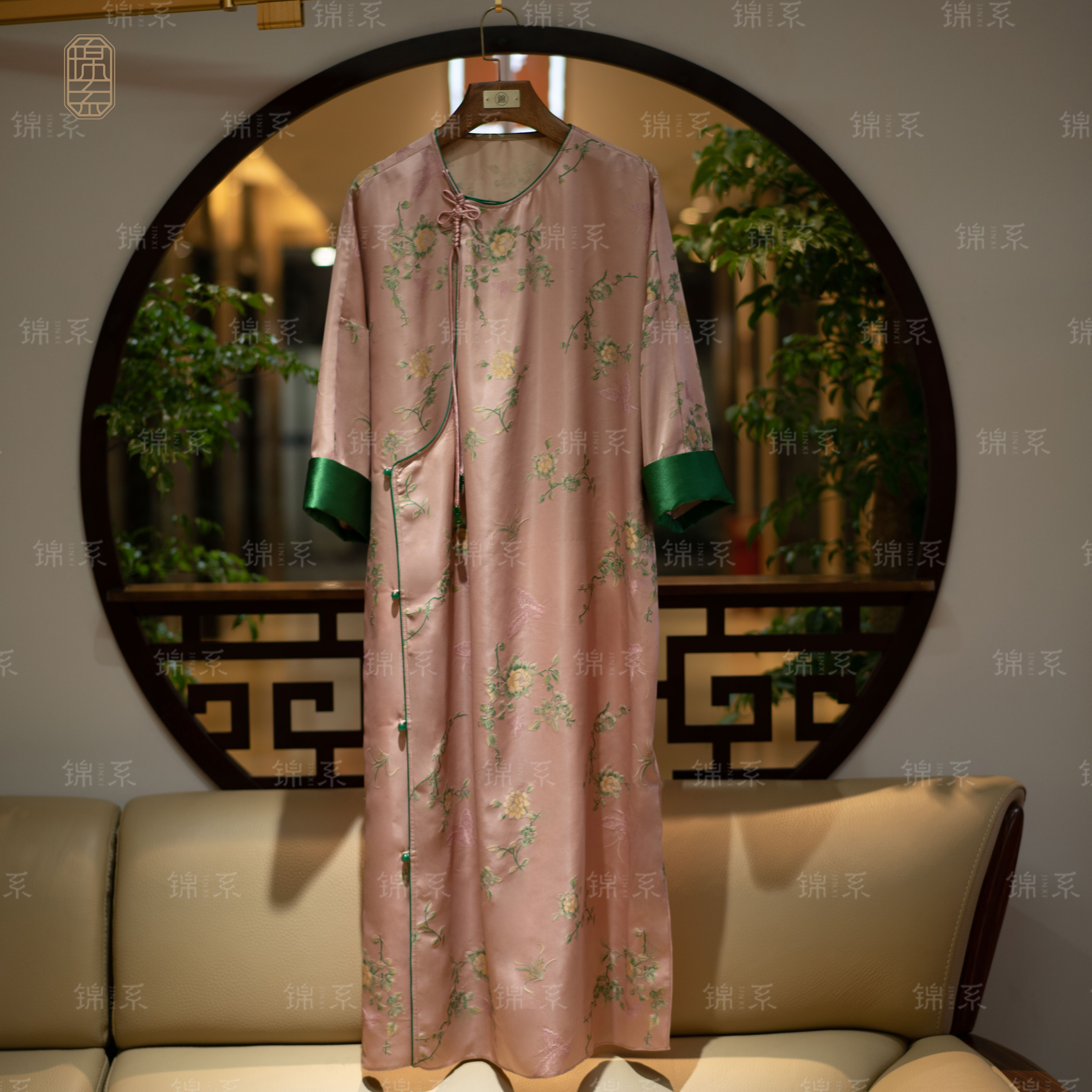 【锦系】L-36136真丝新中式国风桑蚕丝连衣裙S3149961