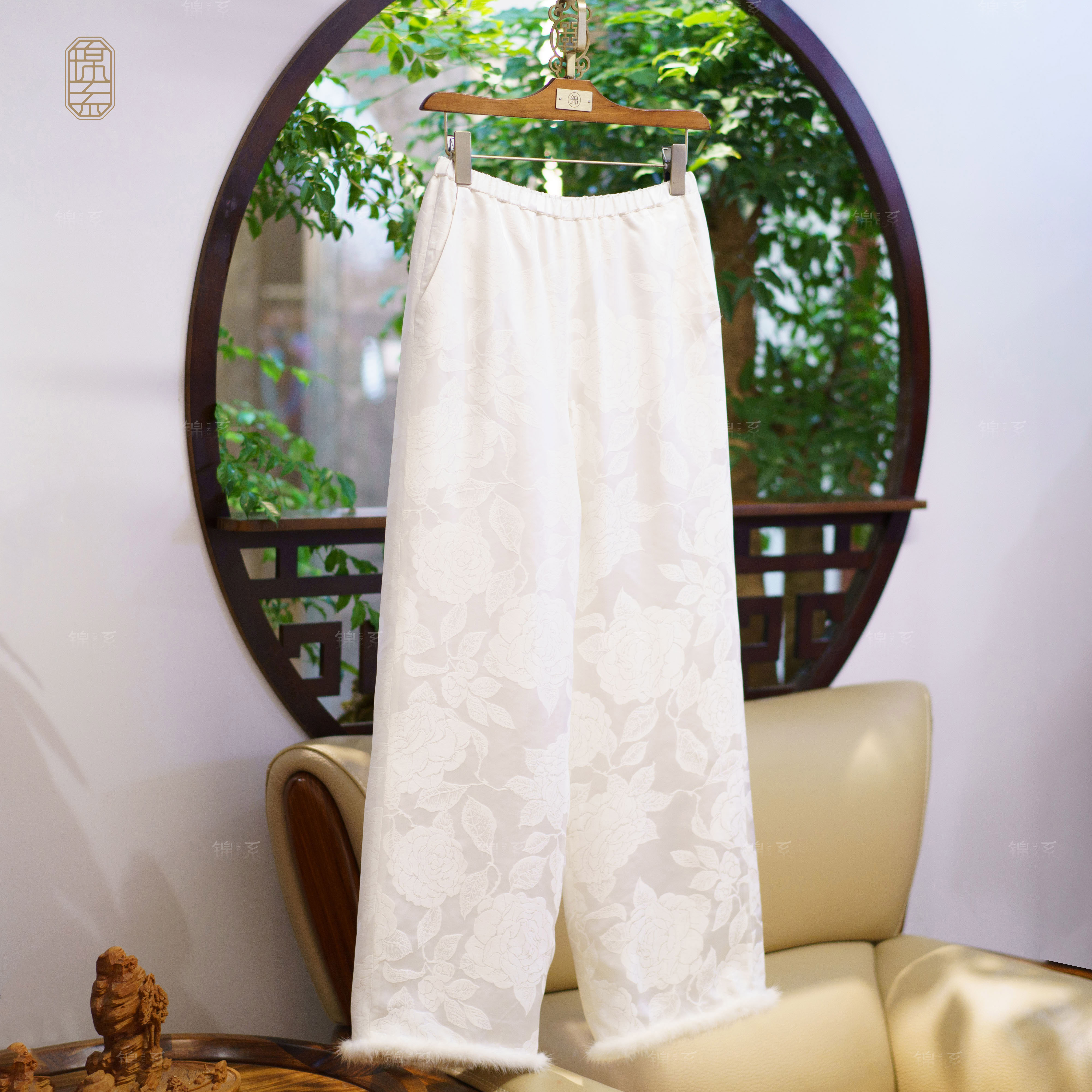 【锦·系】桑波缎中式桑蚕丝阔腿裤K-382140