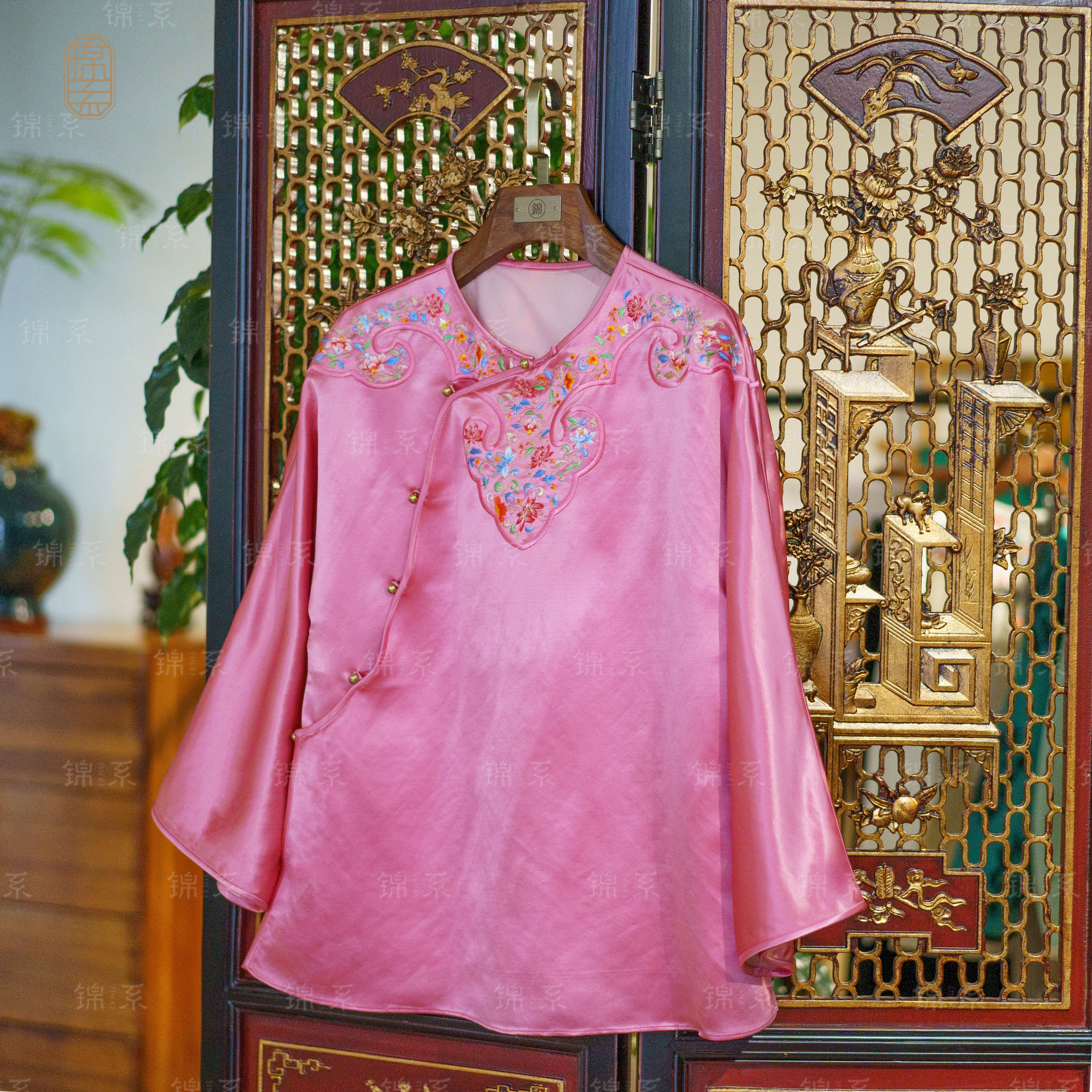 【锦系】丝毛缎新中式国风桑蚕丝绣花长袖外套E-36798-S3149961