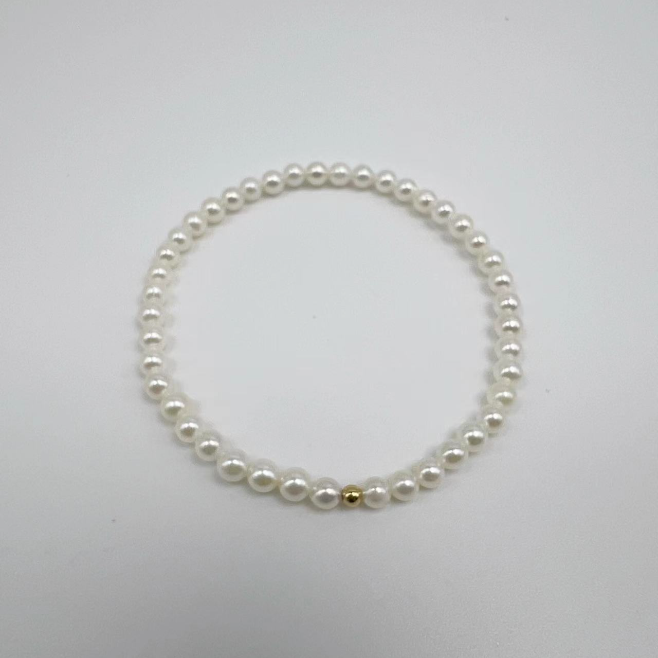 【天圻珠宝】3-4mm白色系小米手链百搭弹力手链s925银