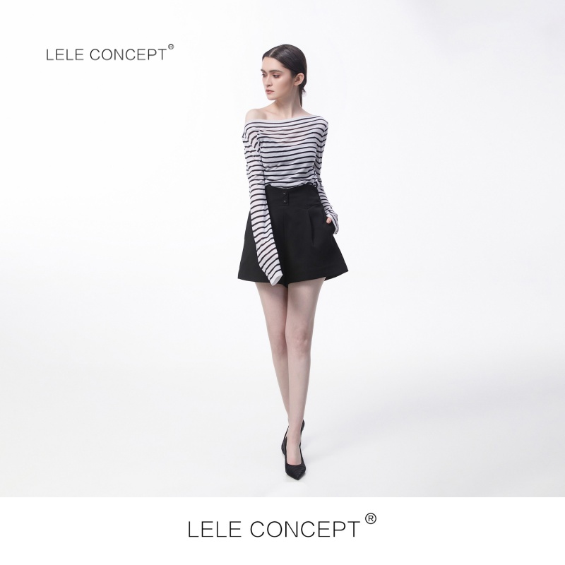 LELE CONCEPT 高腰两粒扣简约短裤减龄显瘦款休闲时尚百搭K0041