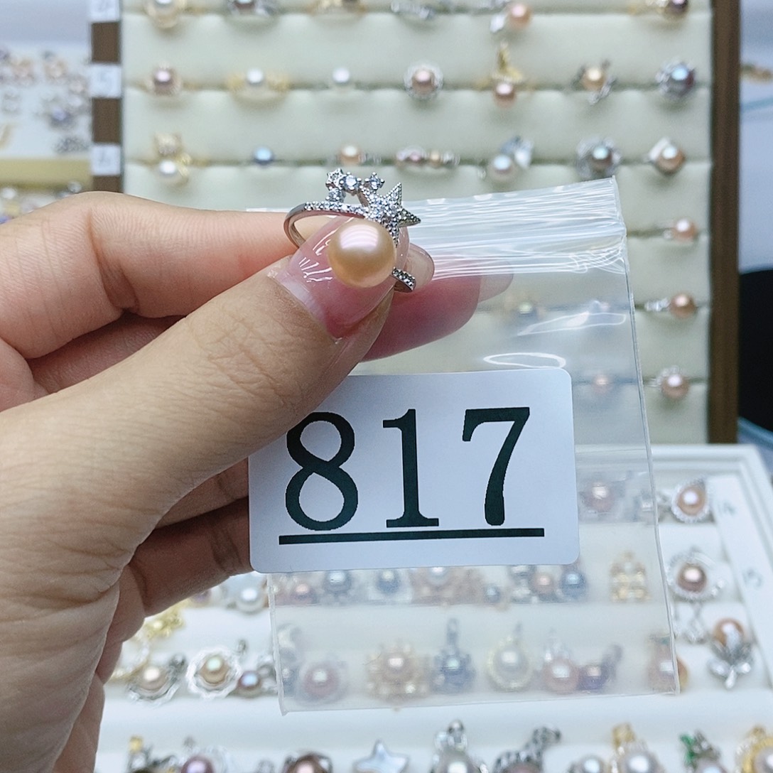 淡水珍珠戒指银S925镶嵌817
