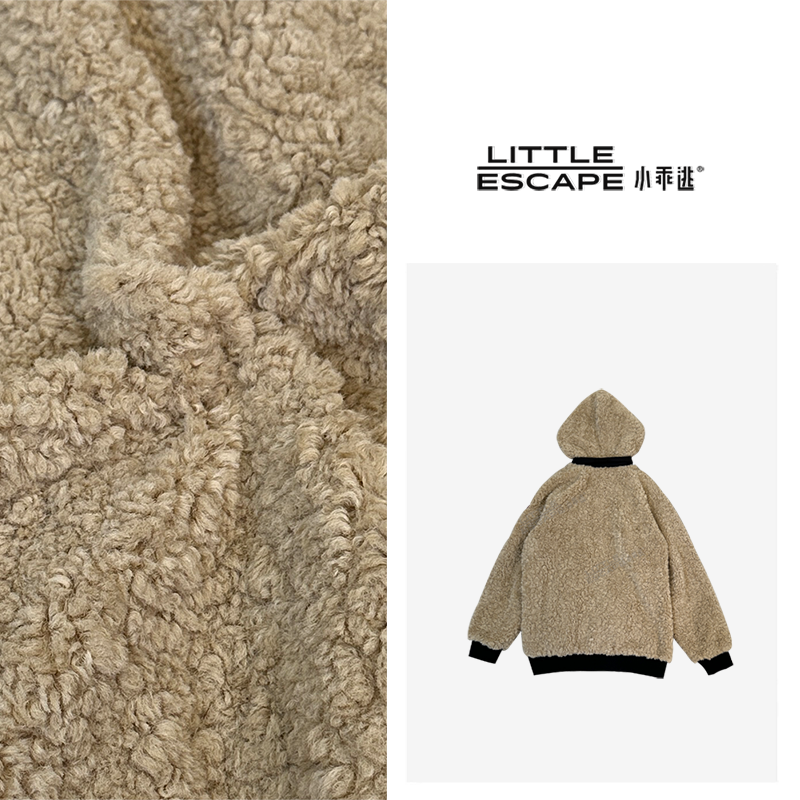 小乖逃D设计师PG轻奢款卡其外套毛呢连帽时尚73017