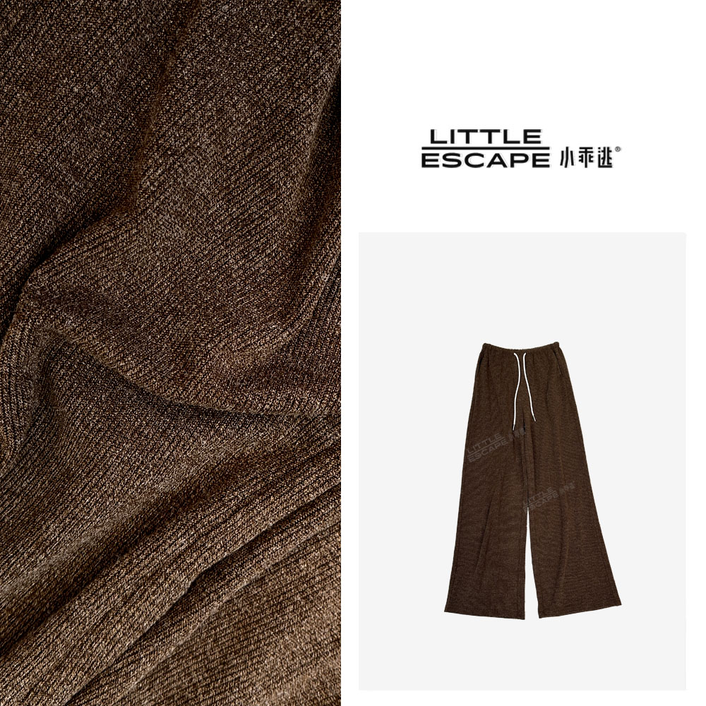 小乖逃D咖色长裤 弹力松紧腰双口袋休闲裤 S24083