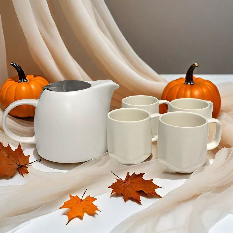 微瑕 0767H1陶瓷哑光壶下午茶玫瑰菊花茶壶简约家用大容量