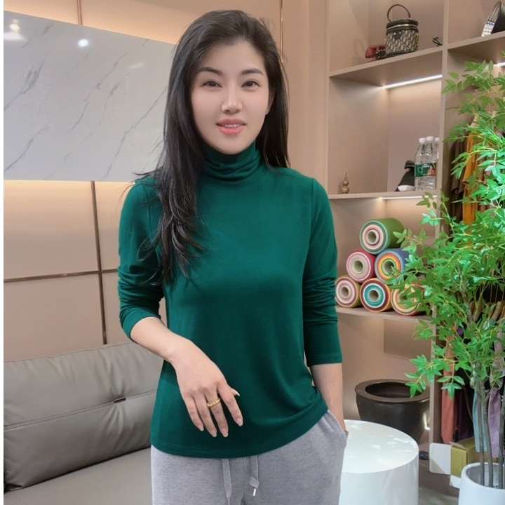 怡特美【蛋白绒—堆堆领】秋上新原纱防螨 轻柔保暖时尚长袖T恤68170