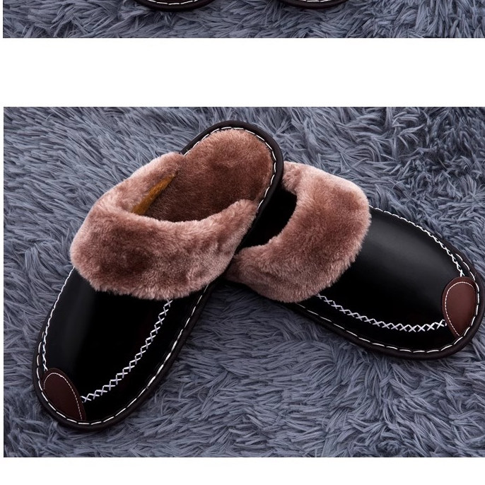 牛筋底冬季保暖牛皮拖鞋