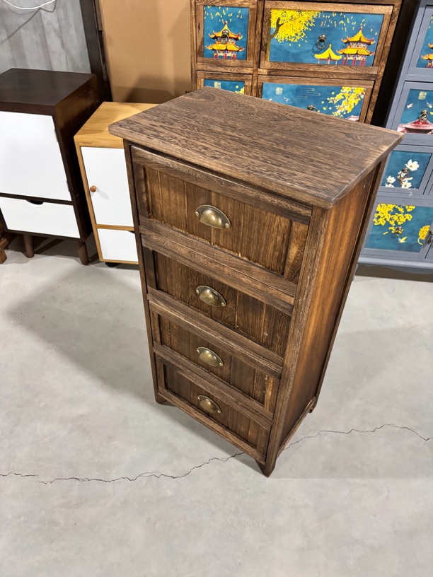 实木斗柜复古储物柜客厅抽屉式收纳柜免安装45×30×87cm