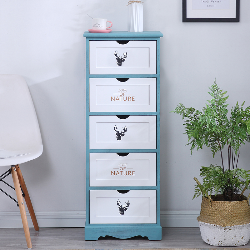 北欧实木五斗柜抽屉式收纳小柜子储物柜简易卧室夹缝简约床边斗柜