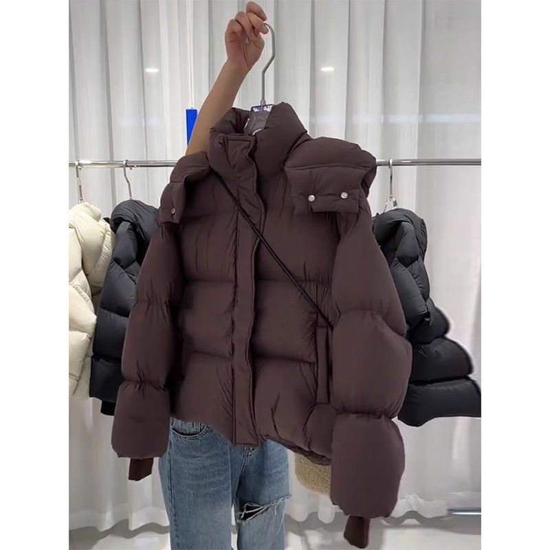 波司澄咖色连帽面包服羽绒服冬季新款女装高级感超好看小个子短款