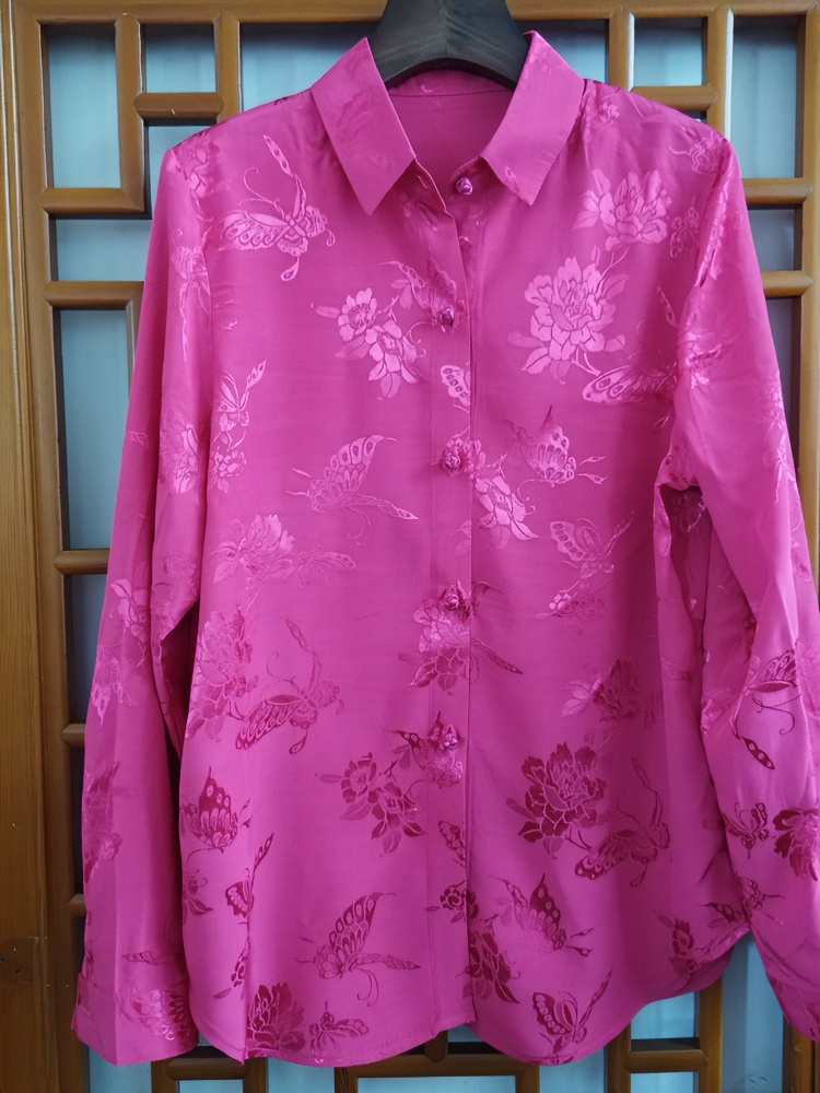 中国风提花复古盘扣女士长袖时尚休闲衬衣