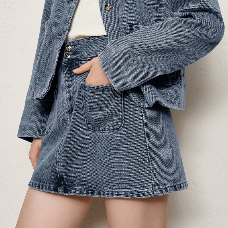 【粉丝专属】太平鸟小香风牛仔半身裙秋装新款品质A8HEE3444