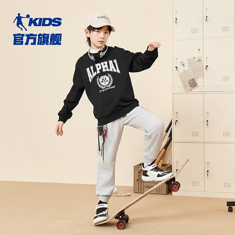 【中国乔丹】儿童卫衣加绒学院风130-175cmD QWD4641105