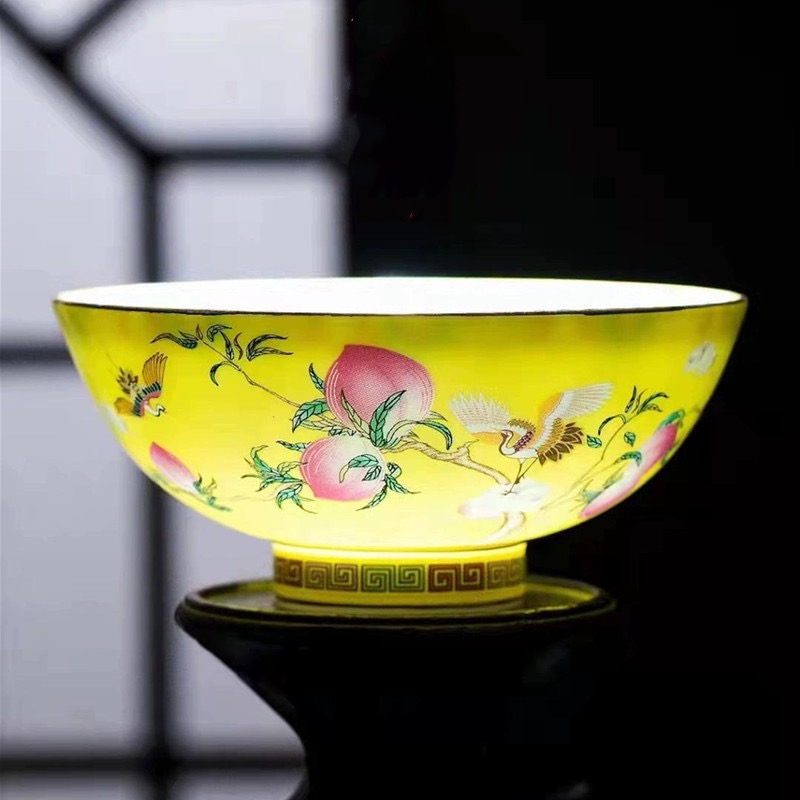 景德镇九桃仙鹤碗高温高白泥宫廷陶瓷米饭碗吃饭碗面碗中式家用