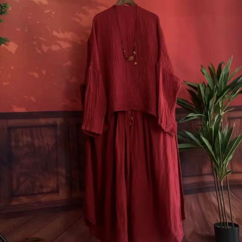 『漫』【原创正品】高端雨露麻浪漫文艺设计款前短后长春游出行衣服