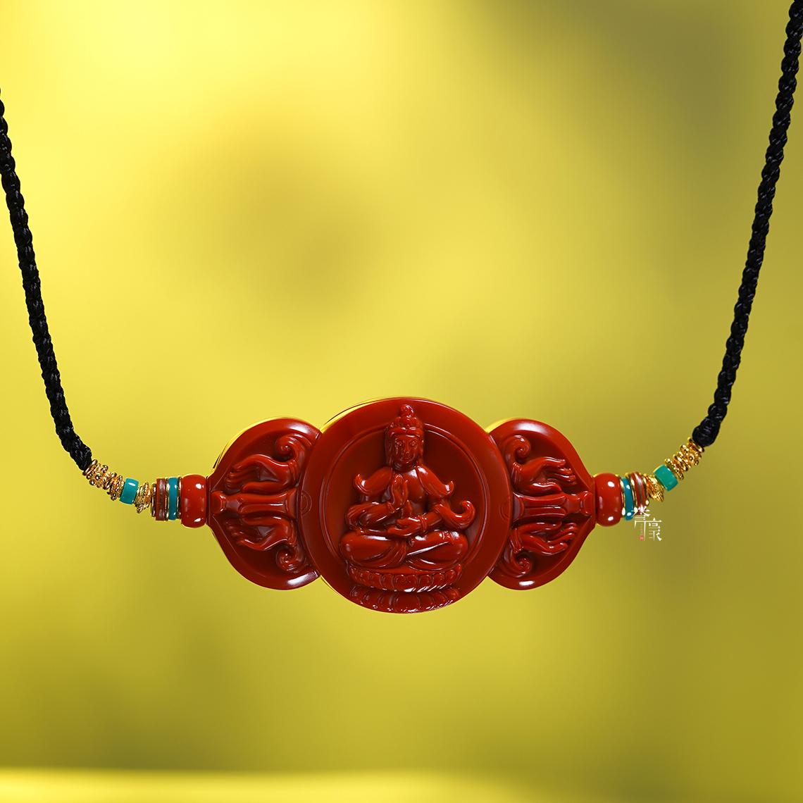 誉豪玉雕天然南红苏工原创设计守护观音吊坠