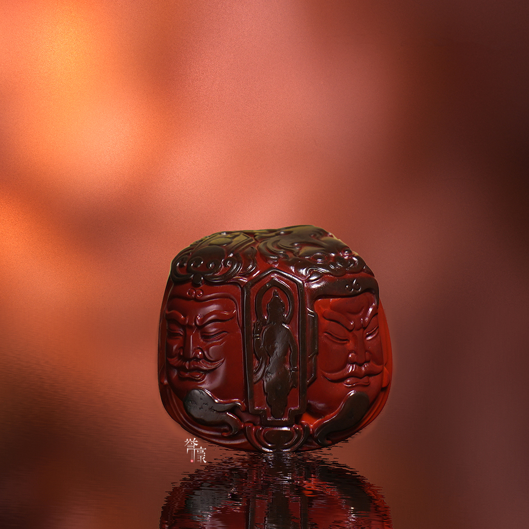 誉豪玉雕南红包浆文武双全吊坠挂件