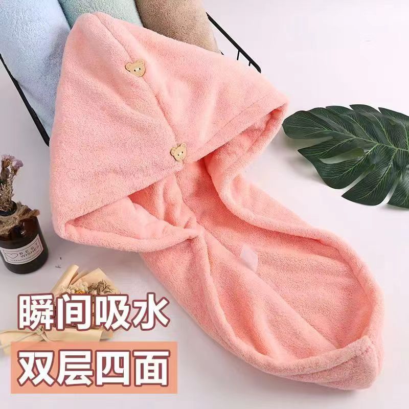 干发帽双层加厚浴帽超强吸水神器包头巾不掉毛擦头发毛巾宿舍家用